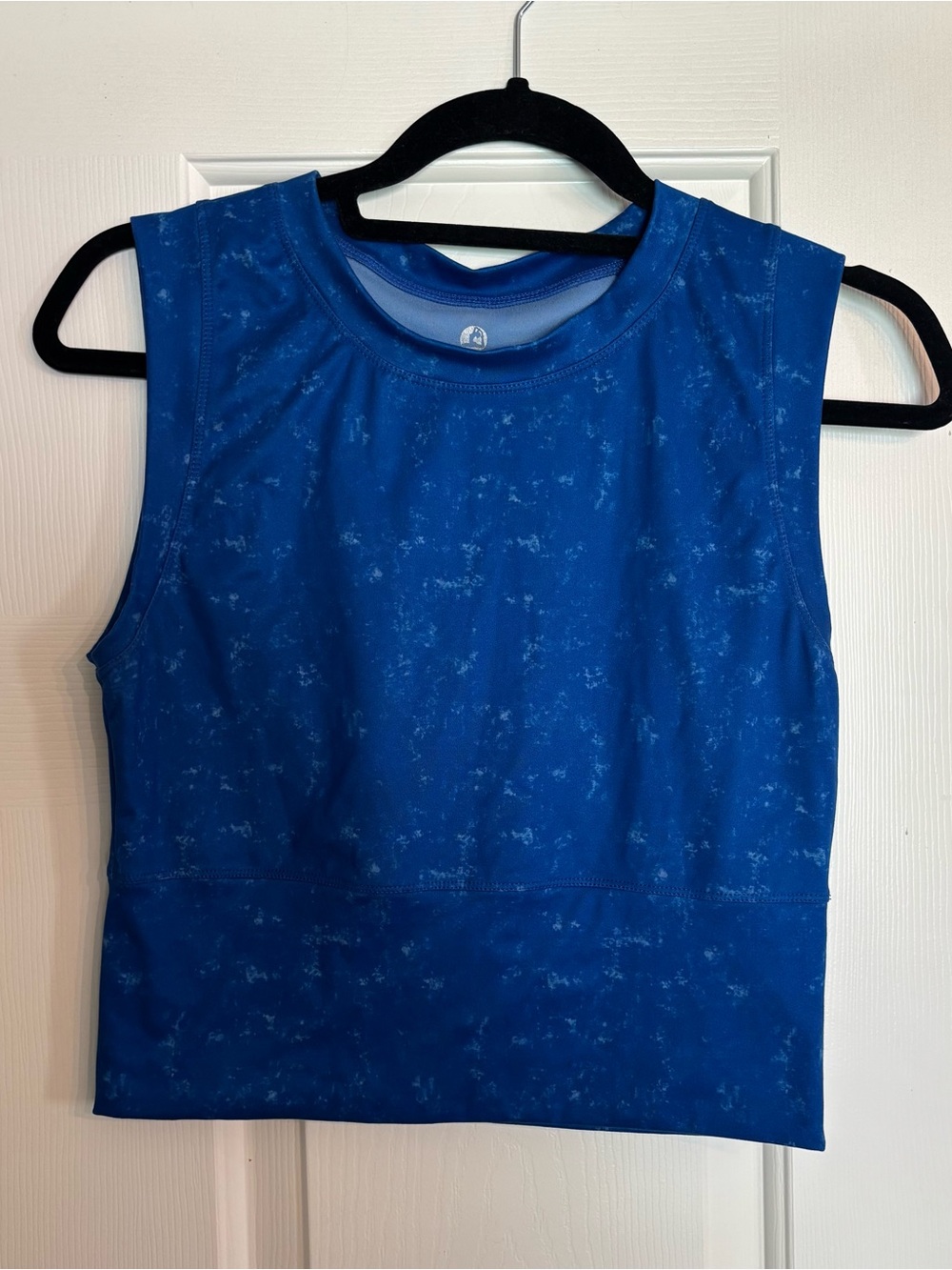 LegEnd Women’s M Blue Cropped Acid Wash Stretch Crew Neck Tank Athletic Fit